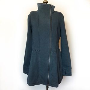 Athleta Long Asymmetric Blue Zip Jacket, S